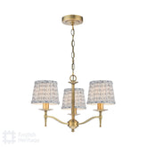 English Heritage Marble Hill 3 Light Armed Pendant Aged Brass With Shade